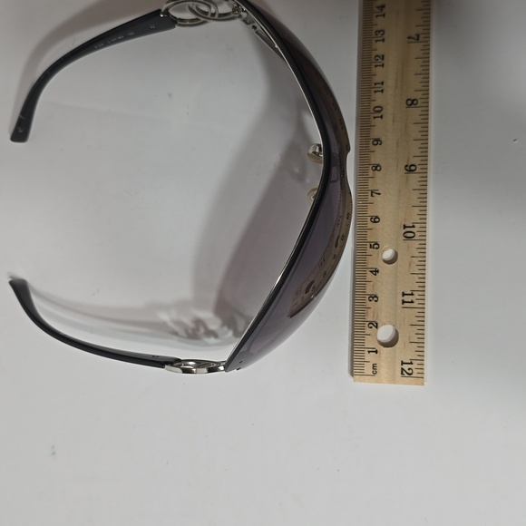 Chanel 4144 Shield Ladies Sunglasses Grey/Black Lenses Black Arm - Picture 9 of 9